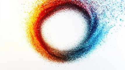 Fototapeta premium Colorful pixel dispersion effect in circular motion on white