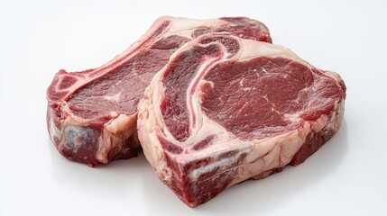 Fototapeta premium Two pieces of meat are on a white background