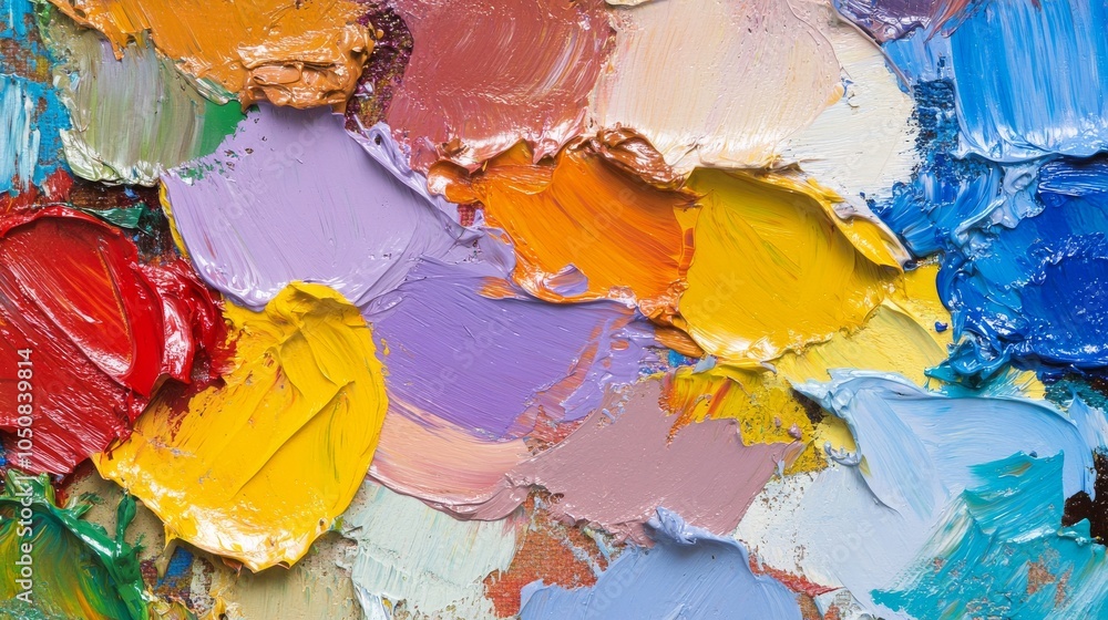 Poster a palette of paint strokes in different shades blending harmoniously, representing the richness and 