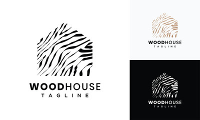 wooden texture house logo vector template.wooden house logo icon