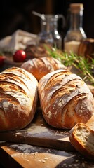 Freshly baked bread on a table