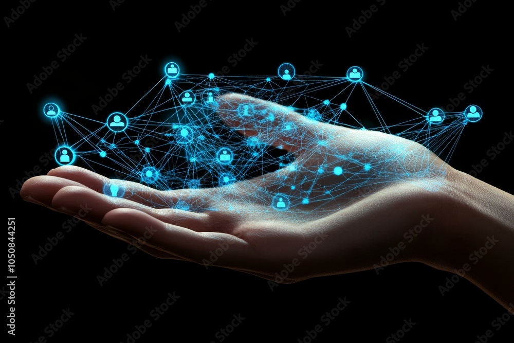 Poster network concept with connected cells and links.