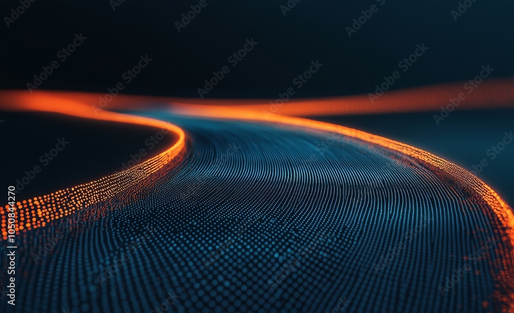 Poster cyber big data flow. blockchain data fields. network line connects. concept of ai, digital communica