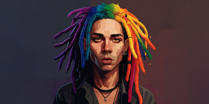 Rainbow Dreds, LGBTQ Support Art, Colorful Abstract Illustration