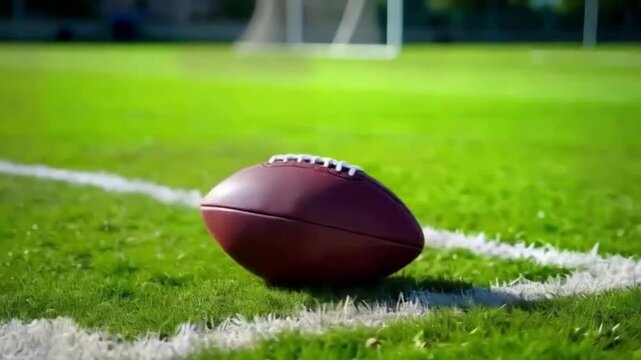 american football on grass field colorful lights HD resolution with hyper realistic nature ai generative 4K Background.