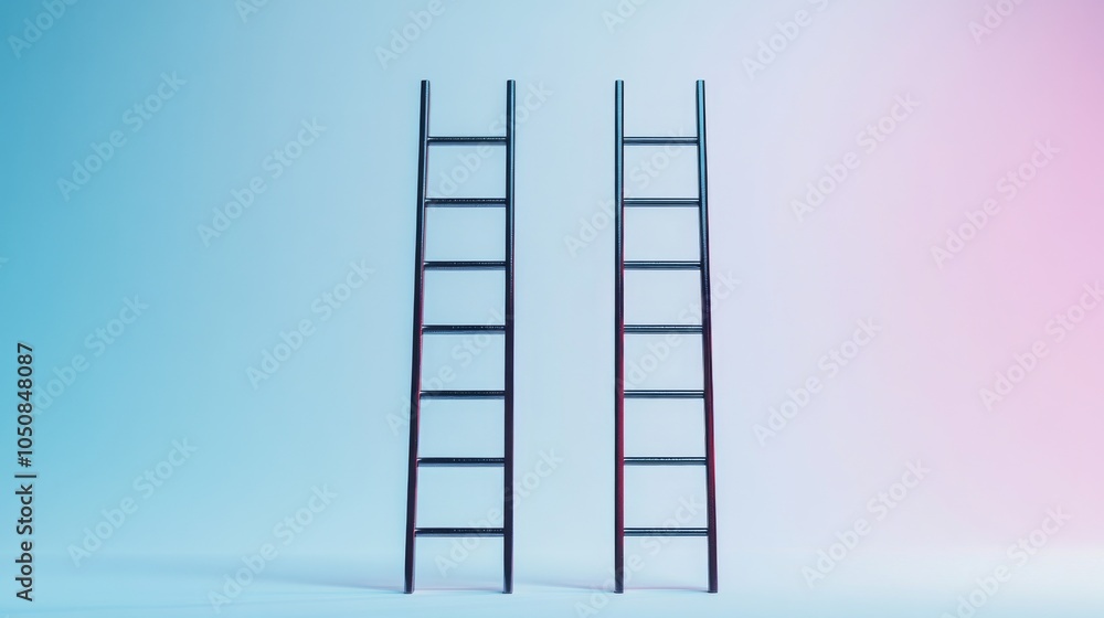 Aufkleber a poignant visual of equal opportunity, featuring a series of ladders of different heights leading t
