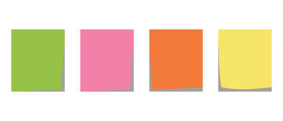 Fototapeta premium sticky notes and Multicolor post it notes with isolated on transparent background. blank Colored sticky, Multicolor post notes collection with curled corners and shadows style. Vector illustration