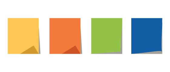 Fototapeta premium sticky notes and Multicolor post it notes with isolated on transparent background. blank Colored sticky, Multicolor post notes collection with curled corners and shadows style. Vector illustration