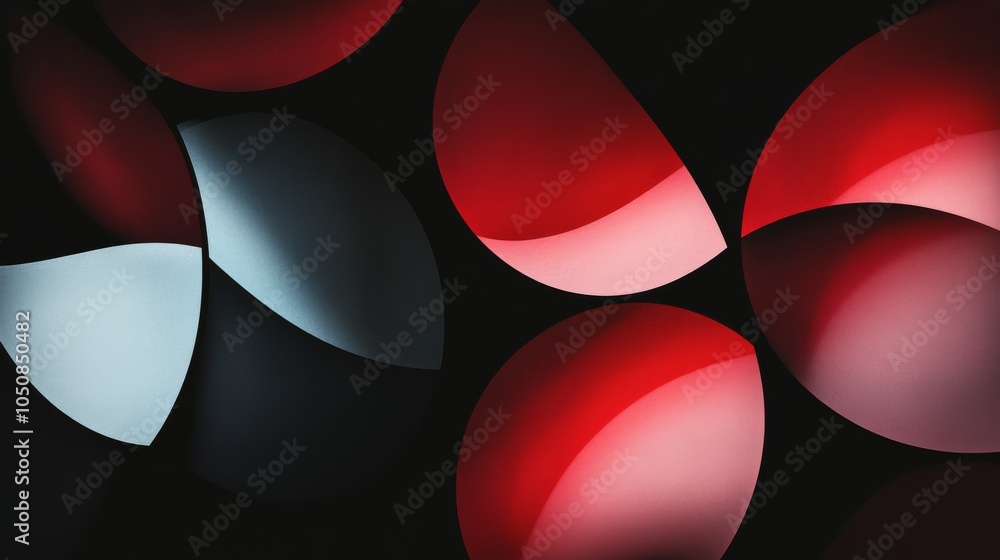 Leinwandbilder A powerful image of a diverse set of abstract geometric shapes forming a balanced, dynamic pattern against a dark background
