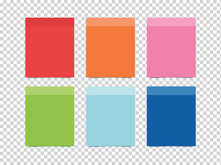 sticky notes and Multicolor post it notes with isolated on transparent background. blank Colored sticky, Multicolor post notes collection with curled corners and shadows style. Vector illustration