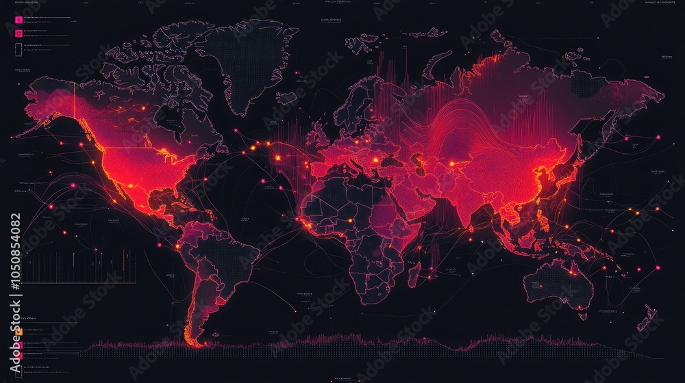 Poster global heat map visualization of data trends