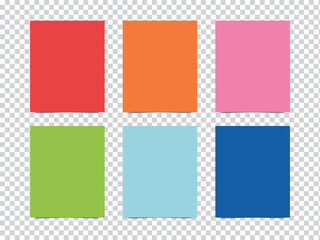 sticky notes and Multicolor post it notes with isolated on transparent background. blank Colored sticky, Multicolor post notes collection with curled corners and shadows style. Vector illustration