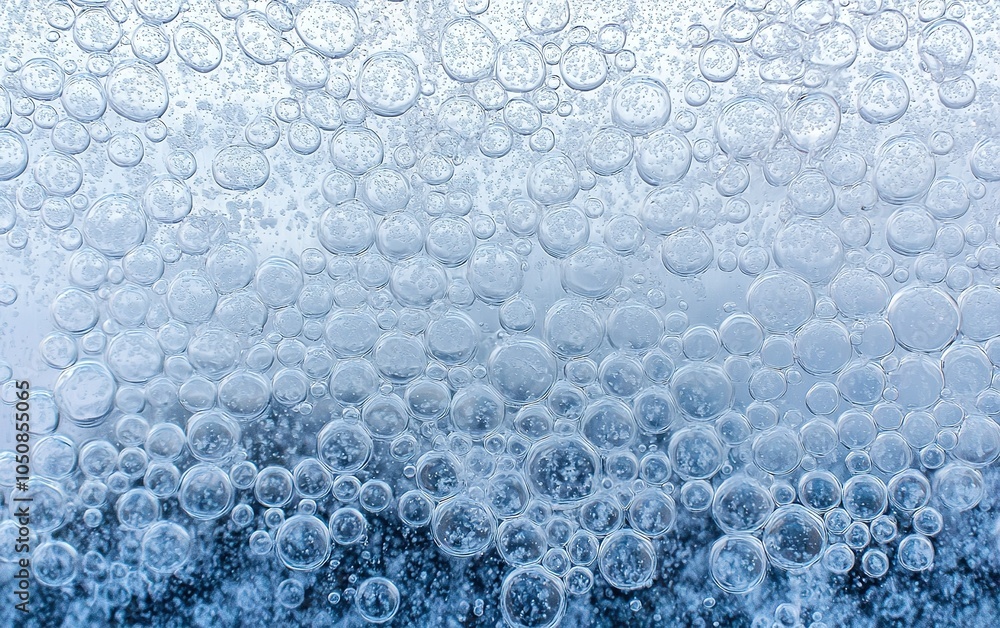 Poster bubbles rising in clear water creating a serene and calming effect in an underwater environment duri