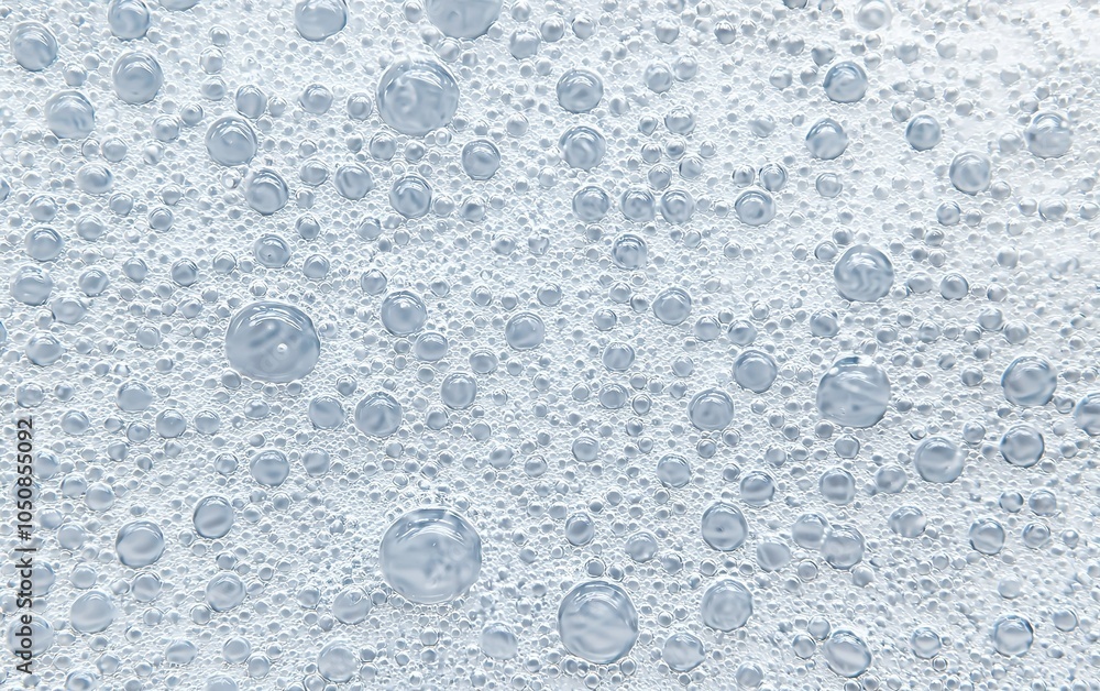 Aufkleber bubbles forming on a surface, creating a textured pattern in clear liquid during bright sunlight