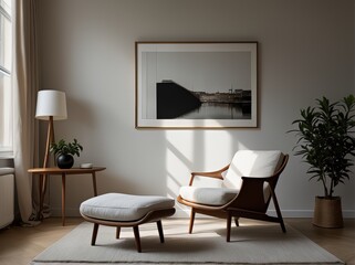 Minimalist room with abstract wall art, wooden armchair, and table decor in soft natural light.
Minimalist room with abstract wall art, wooden armchair, and table decor in soft natural light.

