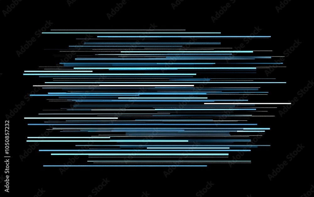 Poster abstract blue and white light streaks creating a dynamic motion effect against a black background