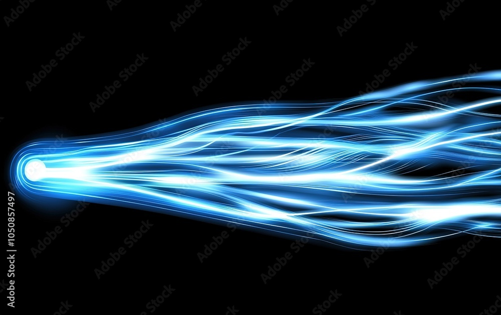 Poster dynamic blue light beam streaking through a dark background creates a mesmerizing visual effect of m