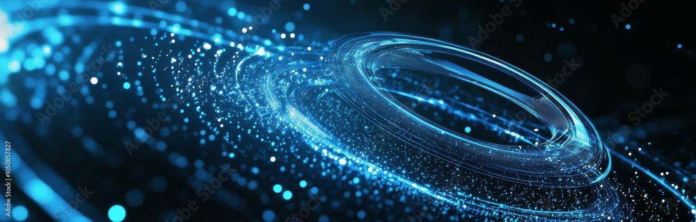 Poster a mesmerizing display of swirling blue particles creates a cosmic vortex in deep space