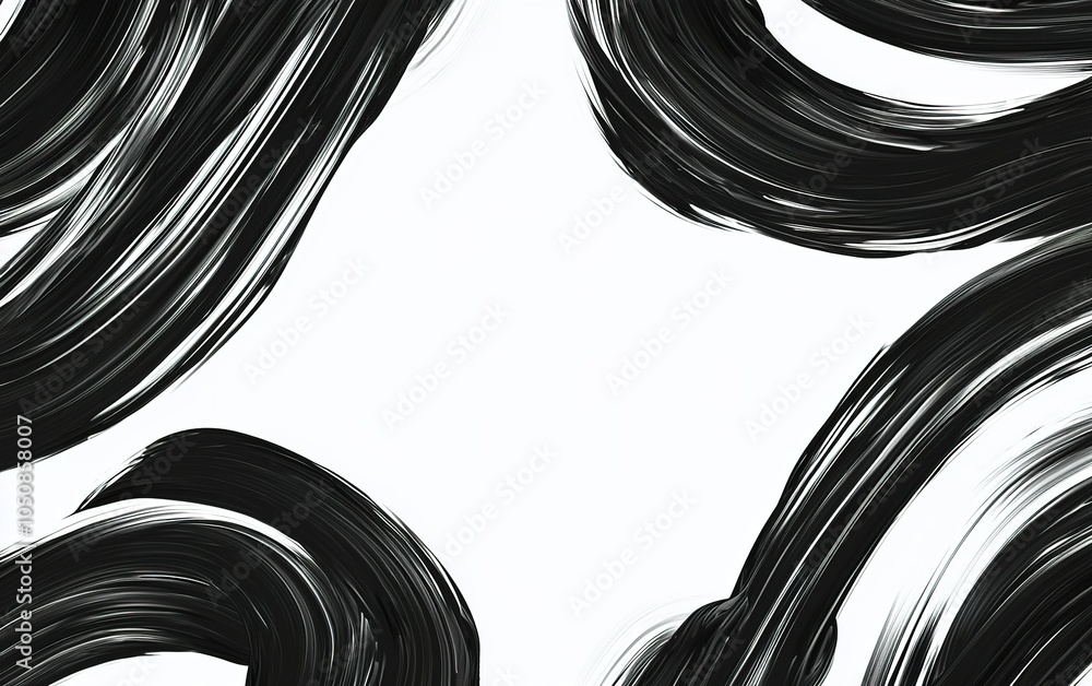 Poster abstract black brush strokes on a white canvas creating a modern artistic design suitable for variou
