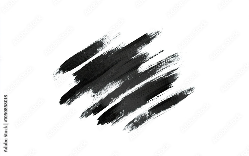 Poster black paint brush strokes on a white canvas background creating an abstract design with dynamic move