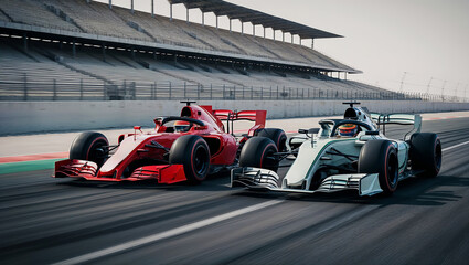 Racing cars on a race track. 3d rendering