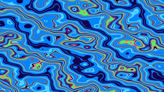 Fototapeta Abstract background with fluid psychedelic pattern in vivid blue and neon accents. Ideal for digital art, modern designs, and creating a vibrant, mesmerizing visual texture.