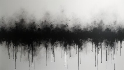 Fototapeta premium Moody black ink drips on gray background