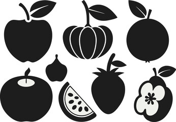 Set of fruit icons silhouette vector illustration 