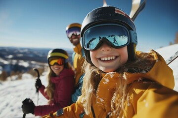 Family Skiing Adventure in the Mountains: Winter Fun and Snow