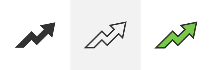 Growing Arrow up. Growth chart sign. Flexible arrow indication statistic. Trade infographic. Profit arrow Vector illustration