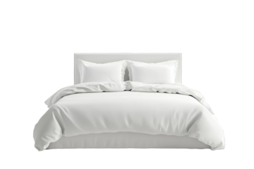 Cozy and inviting white bedding on a modern bed in a softly lit room, creating a serene atmosphere for relaxation and rest