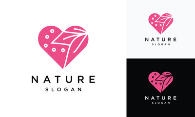 love leaf logo vector template.love and leaf logo icon