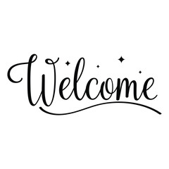 Welcome Calligraphy Text Vector Design.