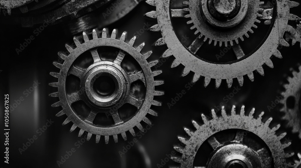 Aufkleber a series of interconnected gears of varying sizes, signifying the complexities of systemic inequalit