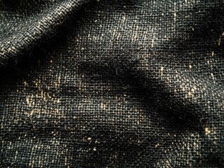 A close up of a black cloth with a brown spot