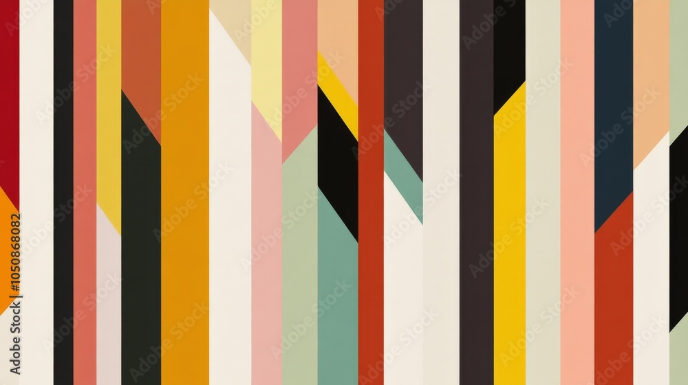 Poster A series of vertical and horizontal stripes in various colors, symbolizing the structured yet diverse nature of equitable practices, minimalist style