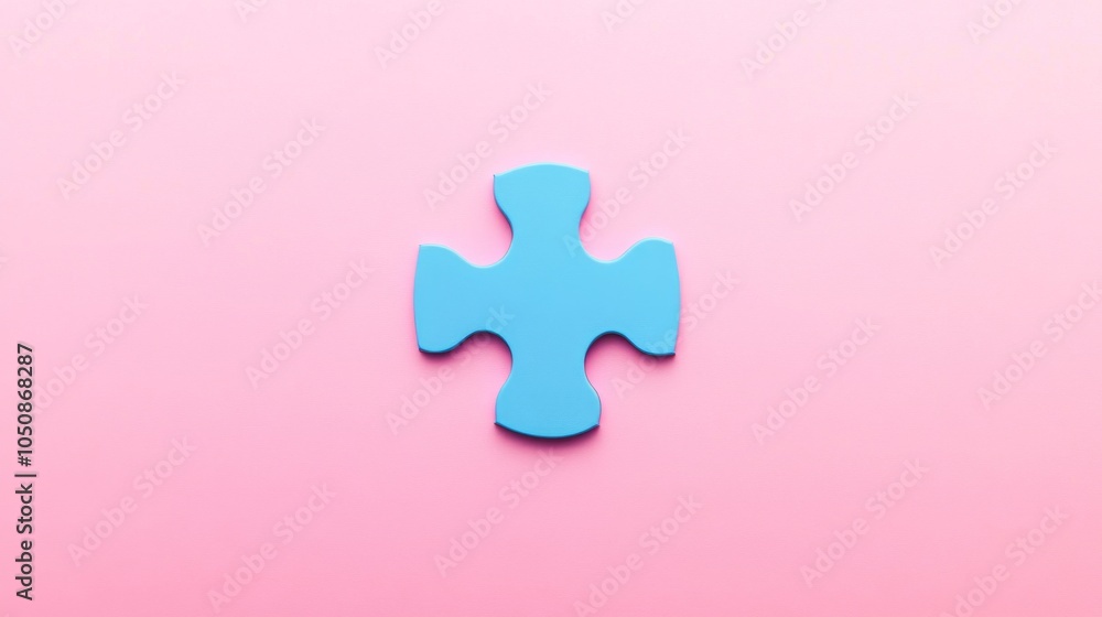 Poster a single blue puzzle piece in the center of a pink background representing the unique contributions 