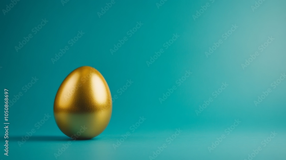 Aufkleber a single golden egg on a bright blue background representing the value of diversity, emphasizing the