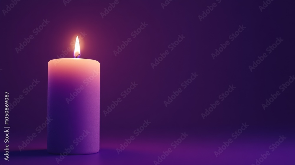 Aufkleber A single lit candle on a deep purple background representing the light of inclusion, Emphasizing the warmth and guidance of embracing all, minimalistic style