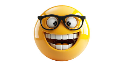A 3D realistic nerd emoji isolated on white background