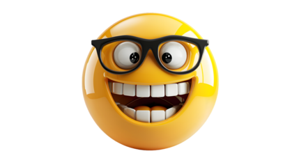 A 3D realistic nerd emoji isolated on white background