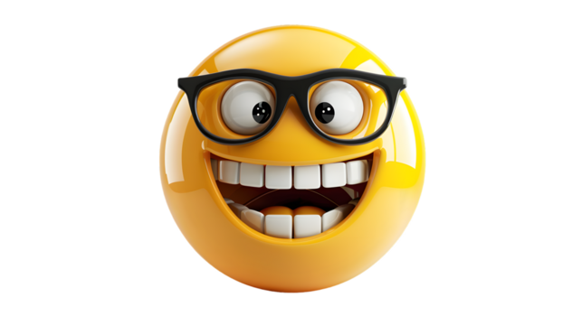 A 3D realistic nerd emoji isolated on white background