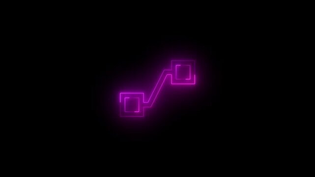 Neon flow icon glowing black background animation