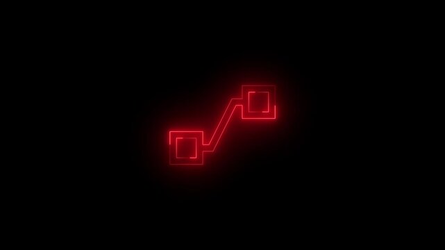 Neon flow icon glowing black background animation