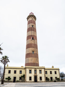 The Farol de Aveiro. Lighthouse in the coast of Aveiro, in front of atlantic ocean, biggest of Portugal