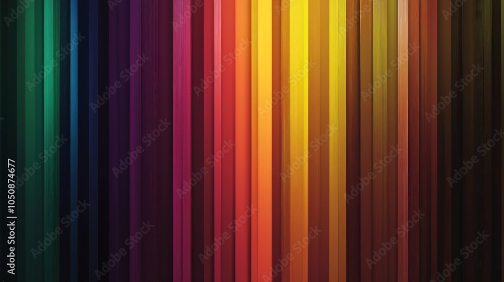 Poster A spectrum of vertical bars in a gradient of colors, representing the range of human experiences and the inclusivity of equitable practices, minimalist style