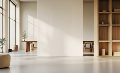 Mock-up of white wall in modern office interior, empty space for your content