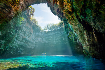 Melissani lake on Kefalonia island