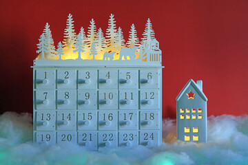 wooden box drawer Christmas advent calendar.