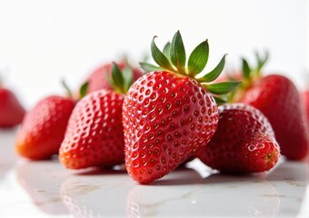 Strawberries on a white background. Shallow dof.